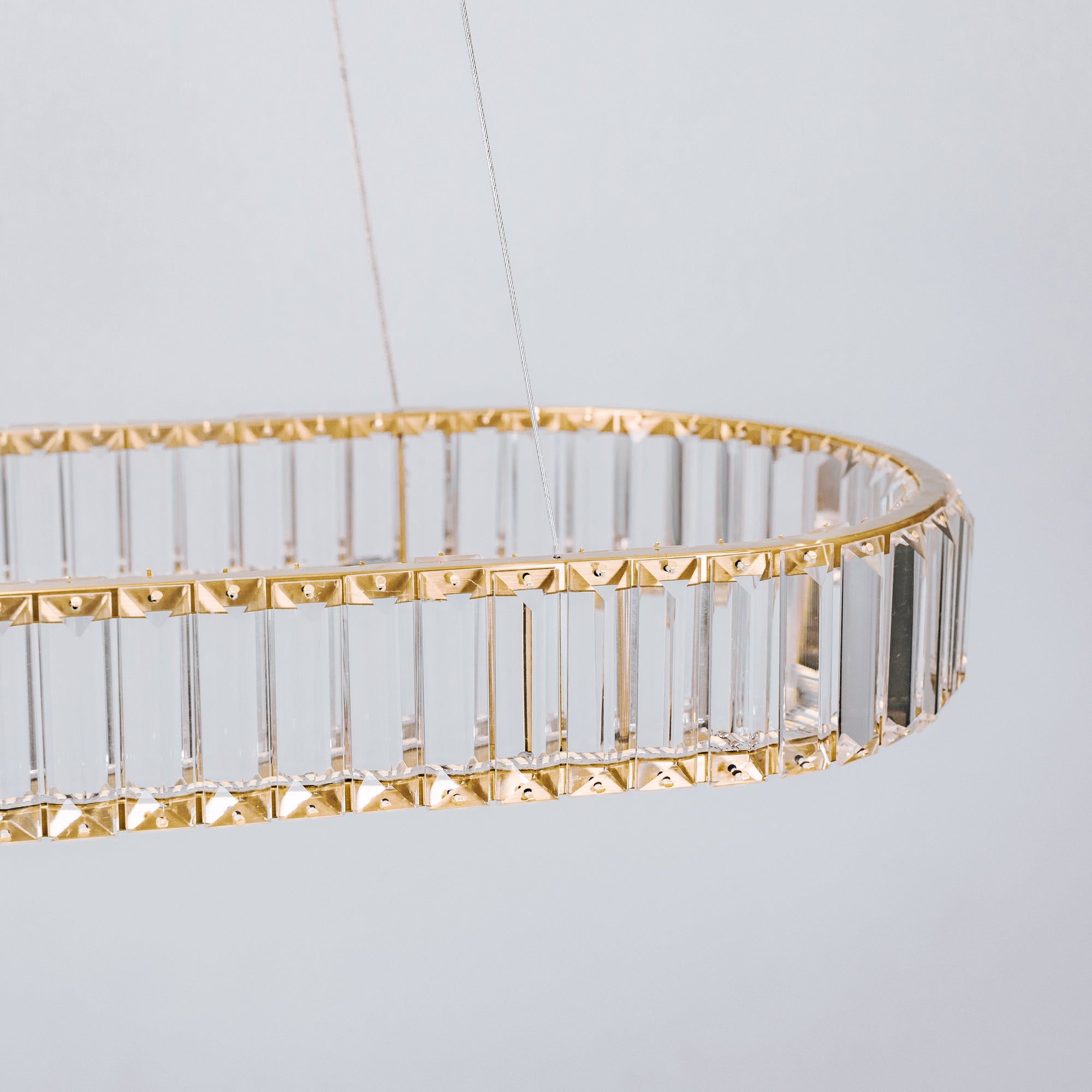 Quivira Gold Oval Crystal LED Chandelier - Elegant Lighting Solution