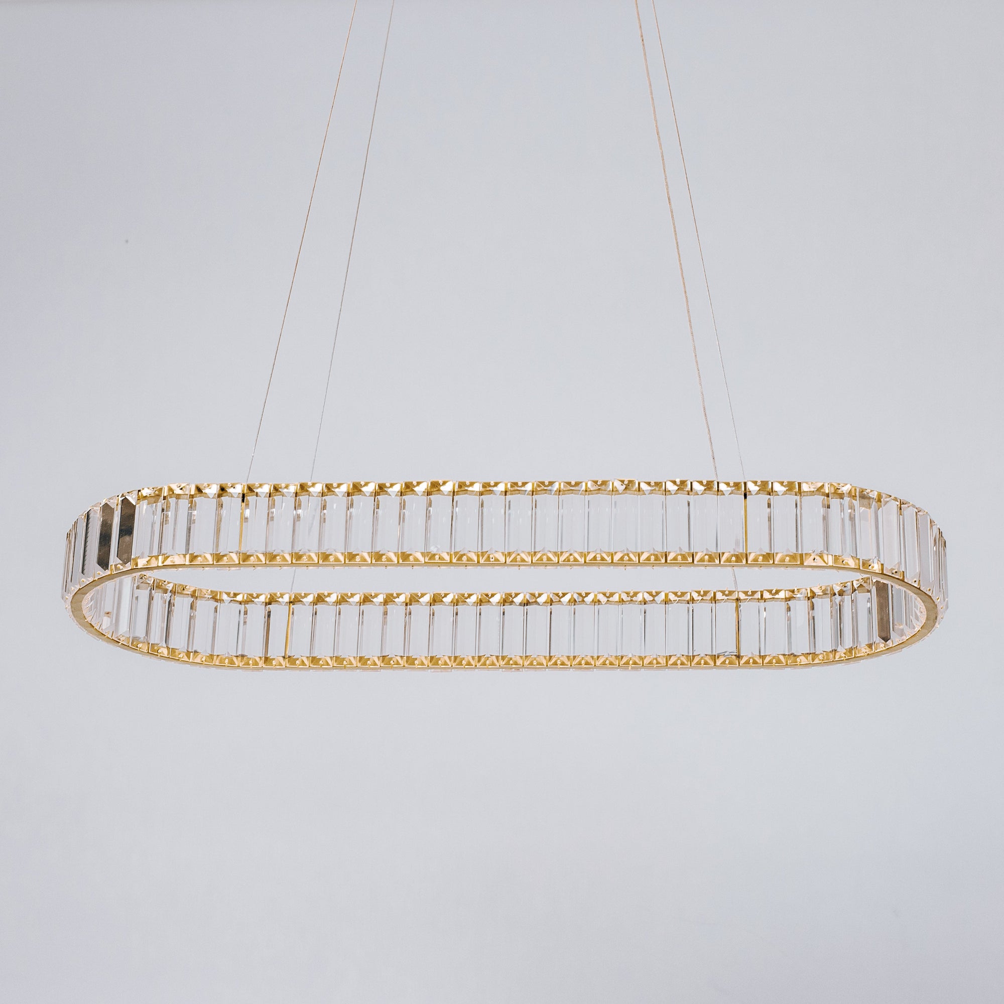Quivira Gold Oval Crystal LED Chandelier - Elegant Lighting Solution
