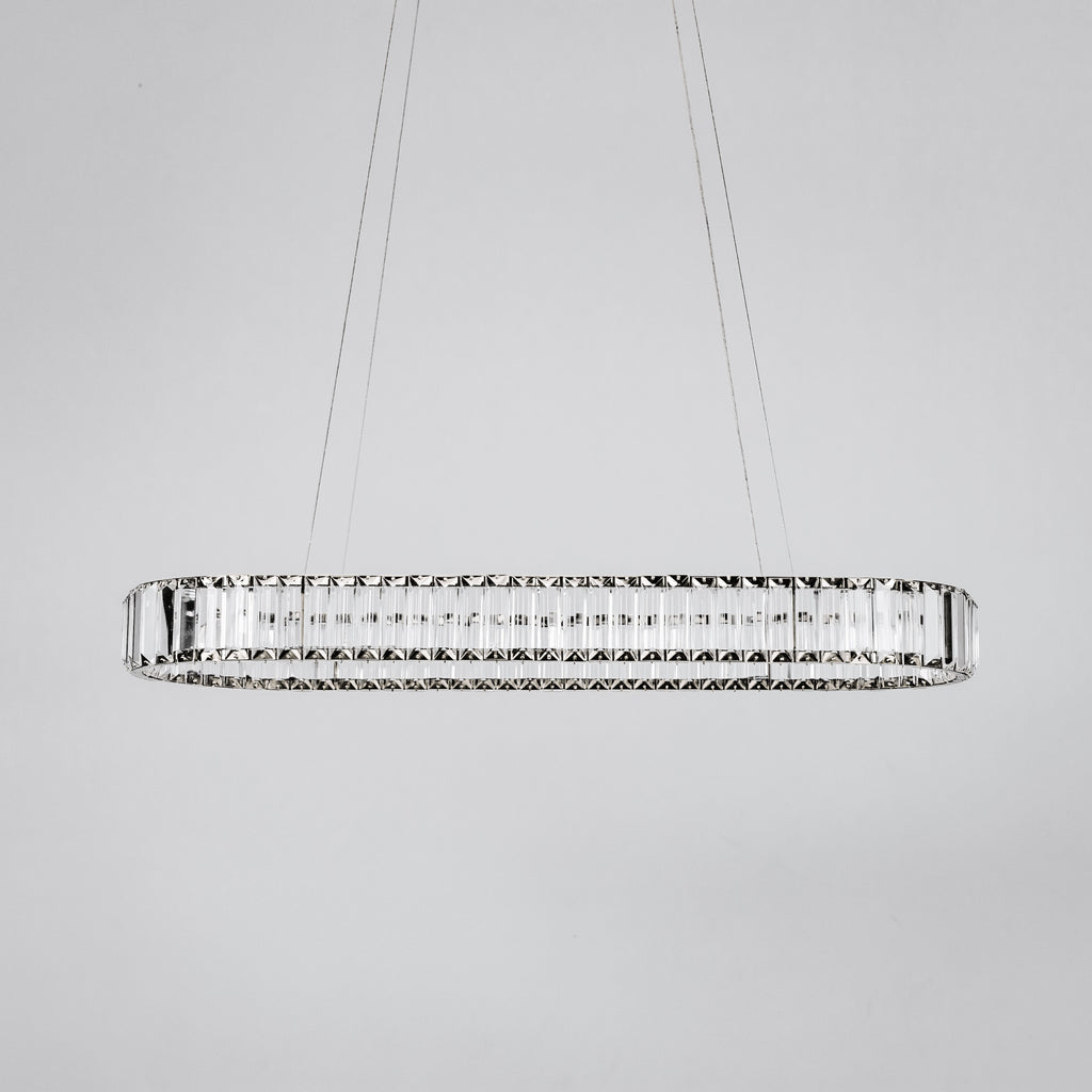 Quivira Oval Crystal LED Chandelier with Black Hardware & Adjustable Cords