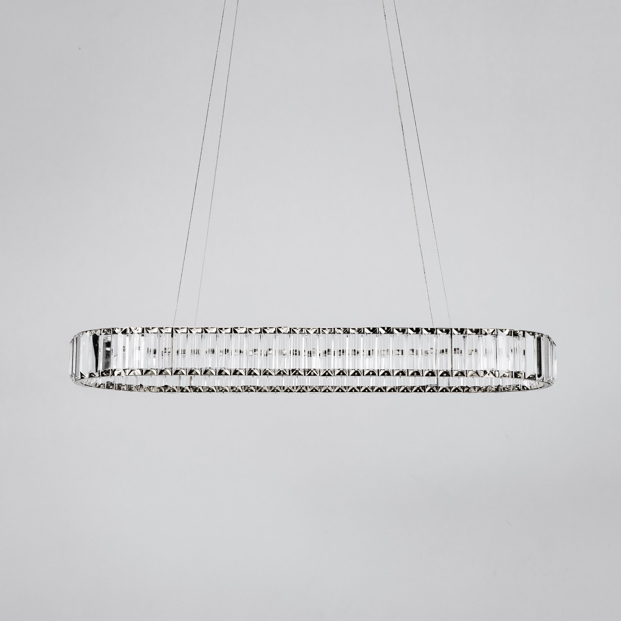 Quivira Oval Crystal LED Chandelier with Black Hardware & Adjustable Cords