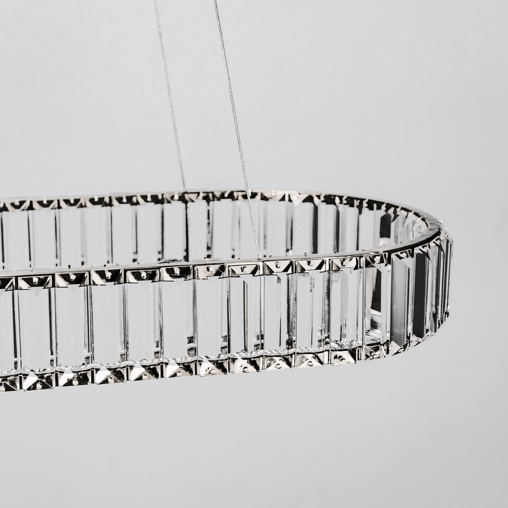 Quivira Oval Crystal LED Chandelier with Black Hardware & Adjustable Cords