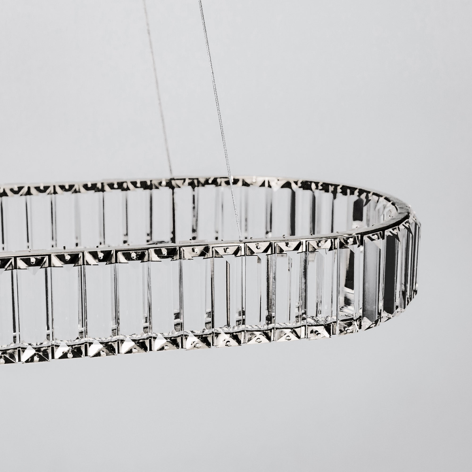 Quivira Oval Crystal LED Chandelier with Black Hardware & Adjustable Cords