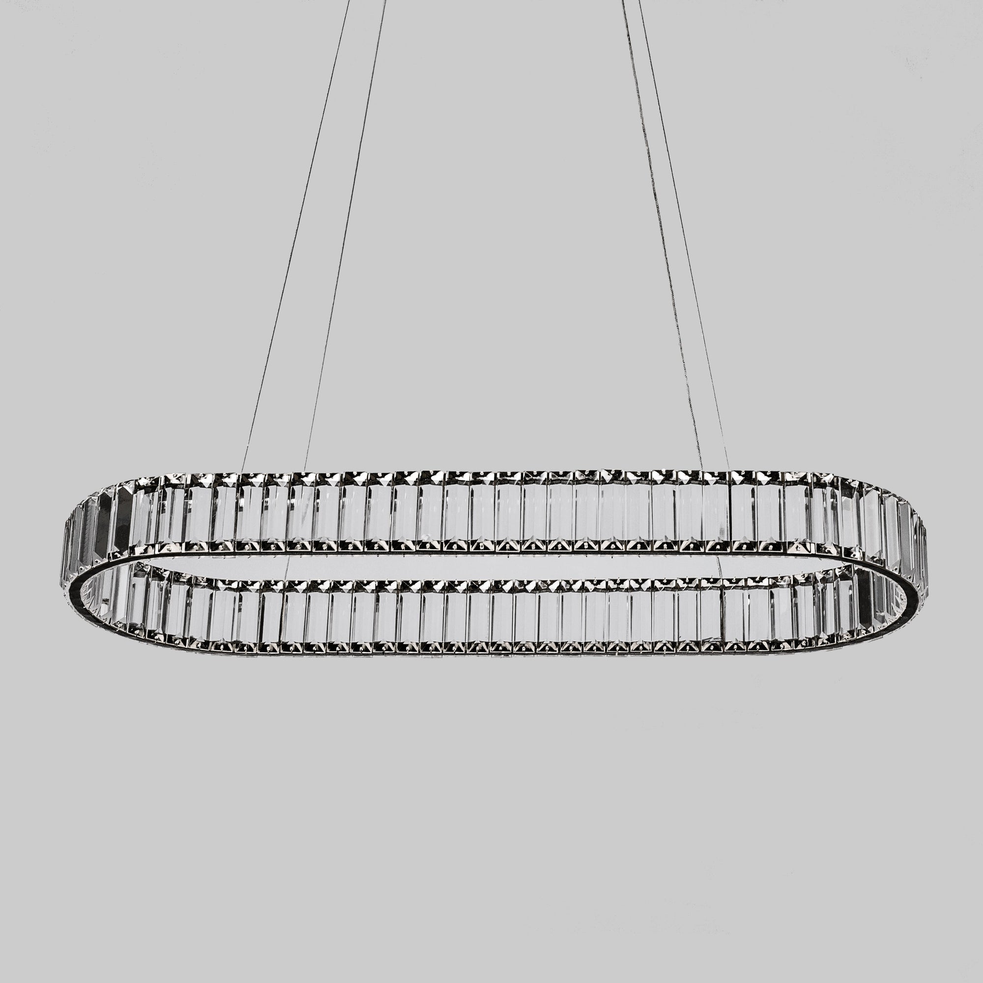 Quivira Oval Crystal LED Chandelier with Black Hardware & Adjustable Cords