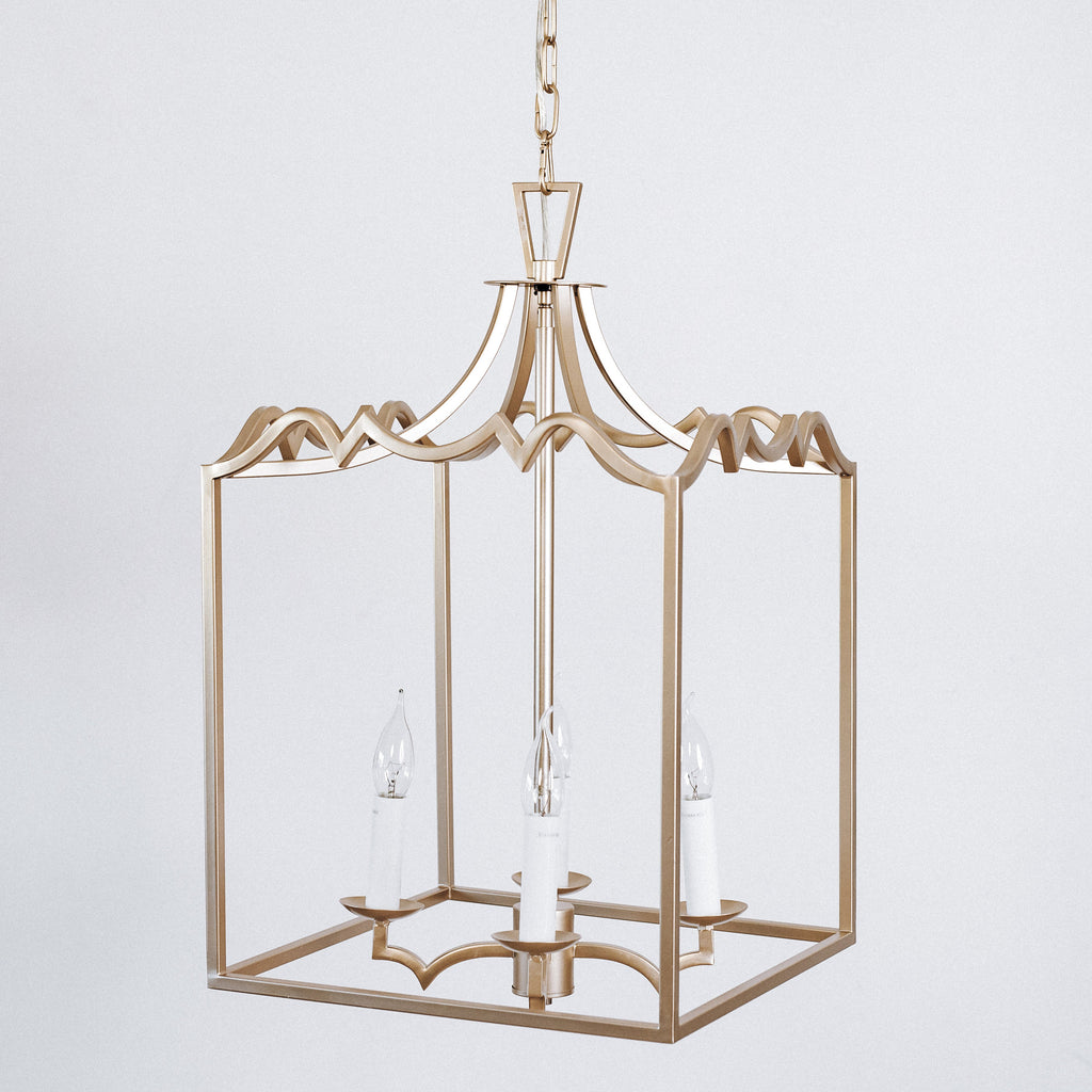 Palazzo Champagne Gold Box Lantern Pendant Light - Modern Elegance