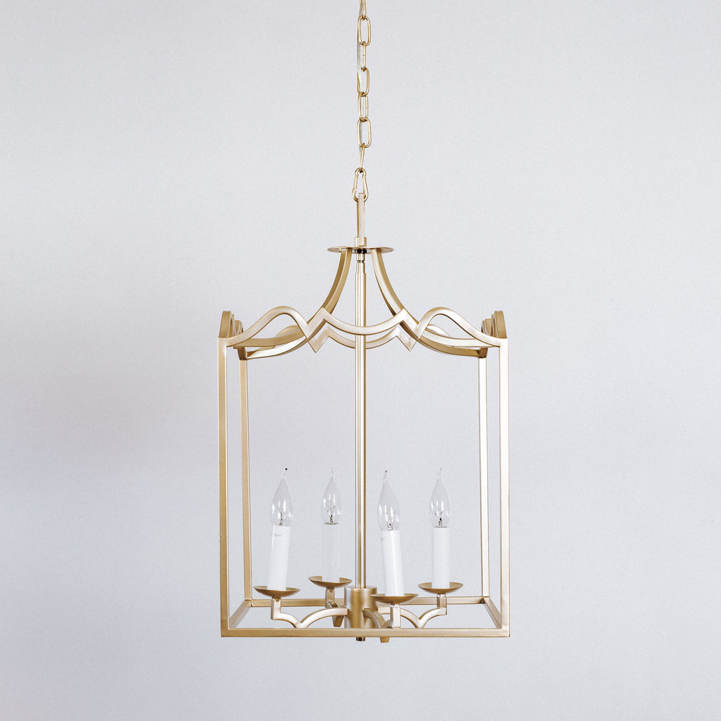 Palazzo Champagne Gold Box Lantern Pendant Light - Modern Elegance