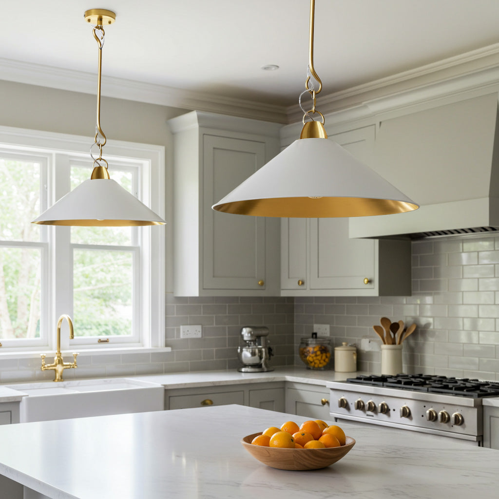 Bailey Gold & White Metal Pendant Light - Elevate Your Space