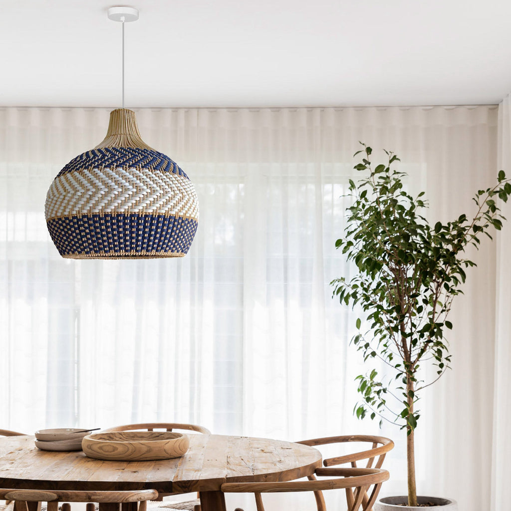 Bondi Rattan Pendant Light - Unique Blue & White Design