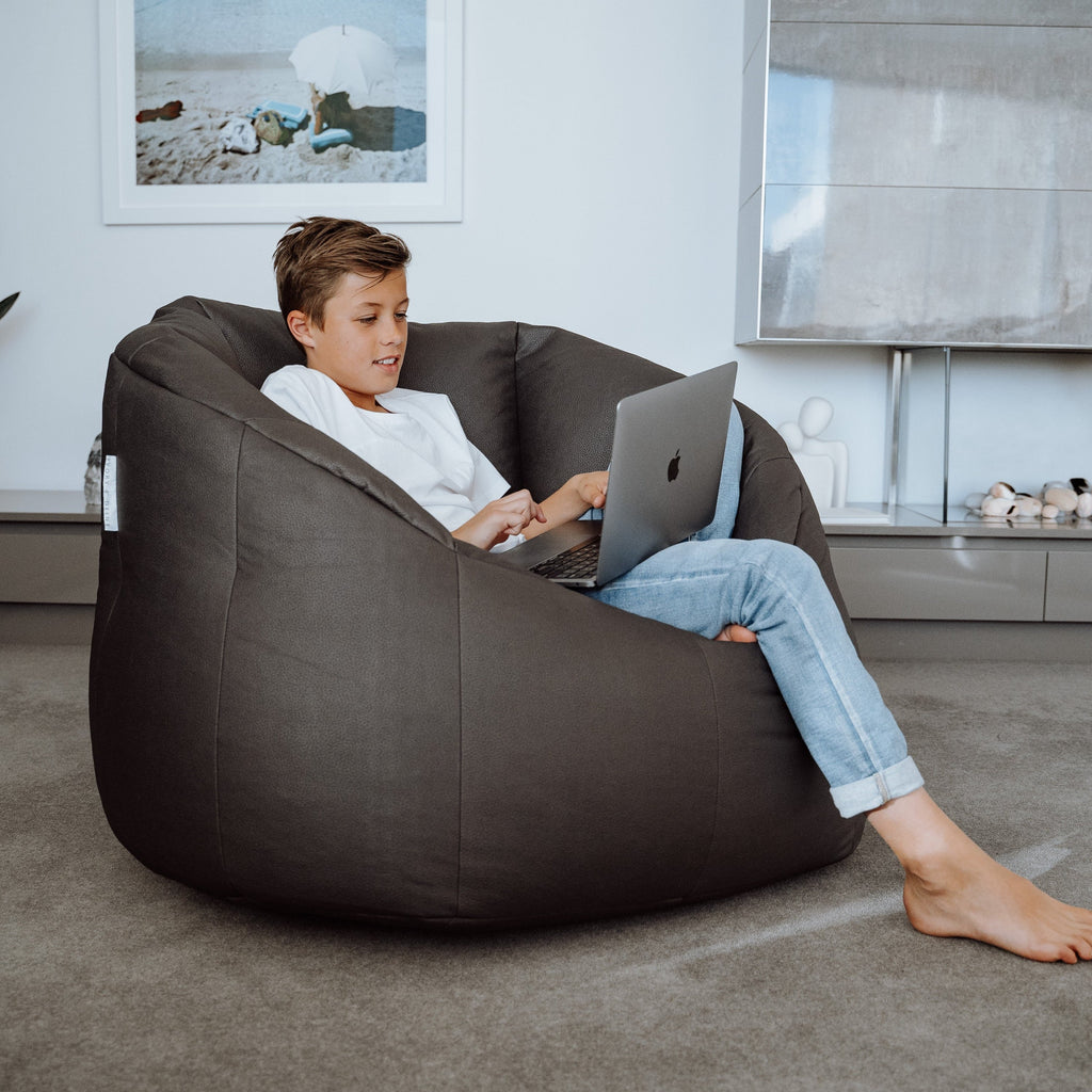 Stylish Vegan Leather Tub Chair Cover - Charcoal