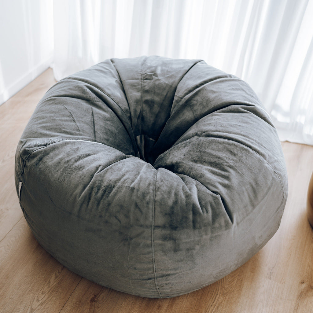 Pierre Fur Charcoal Bean Bag - Stylish Comfort & Easy Care