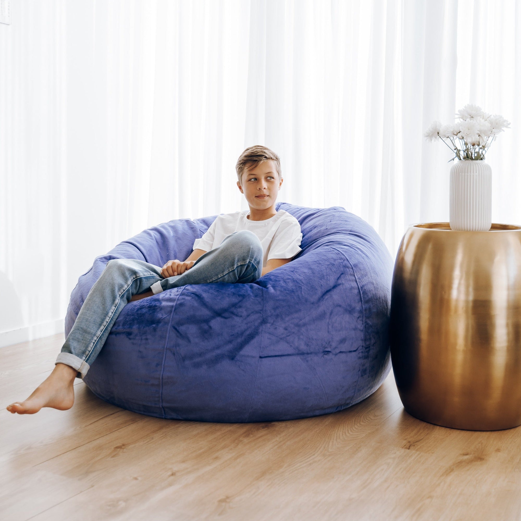 Pierre Fur Very Peri Purple Bean Bag - Stylish & Comfortable Seating