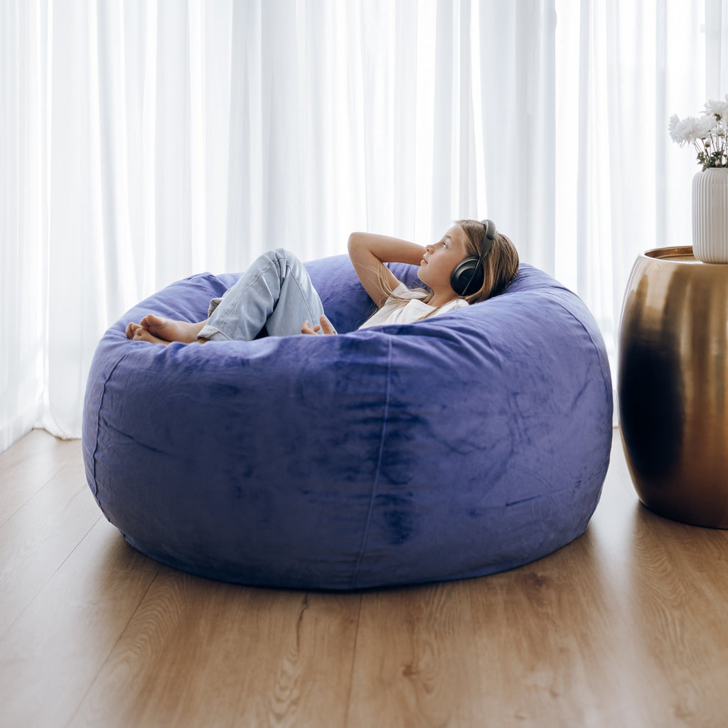 Pierre Fur Very Peri Purple Bean Bag - Stylish & Comfortable Seating