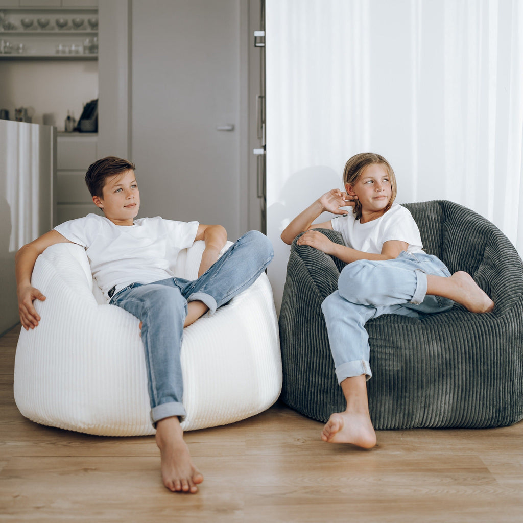 Ivory Corduroy Tub Chair Bean Bag Cover - Stylish & Cozy Seating
