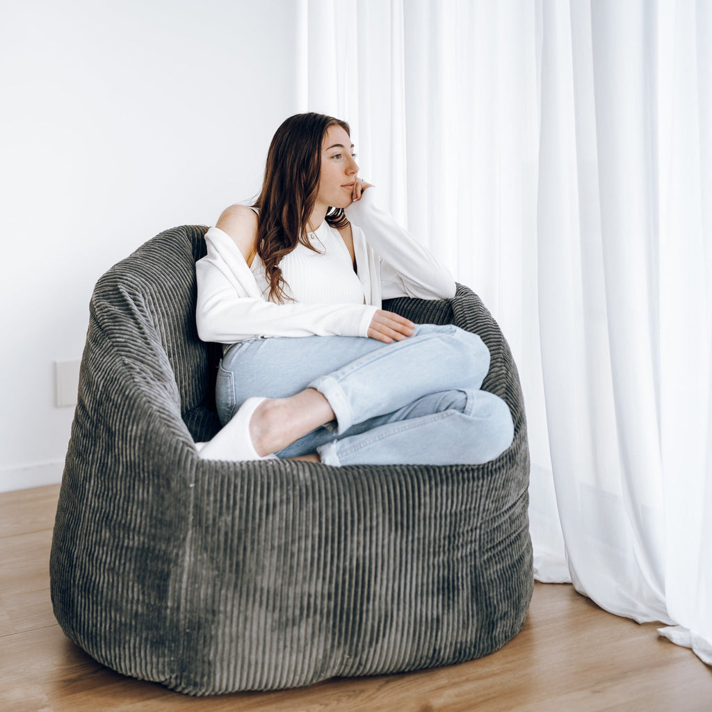 Charcoal Corduroy Tub Chair Bean Bag Cover - Comfortable & Stylish
