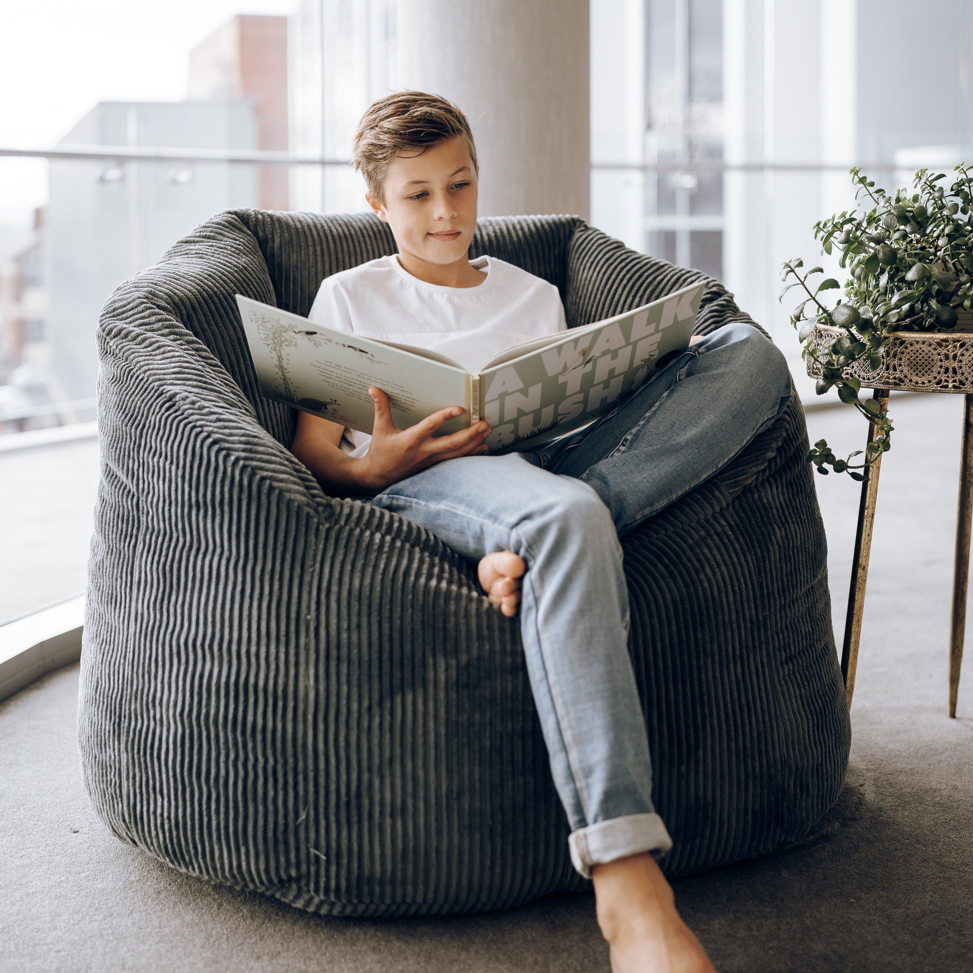 Charcoal Corduroy Tub Chair Bean Bag Cover - Comfortable & Stylish