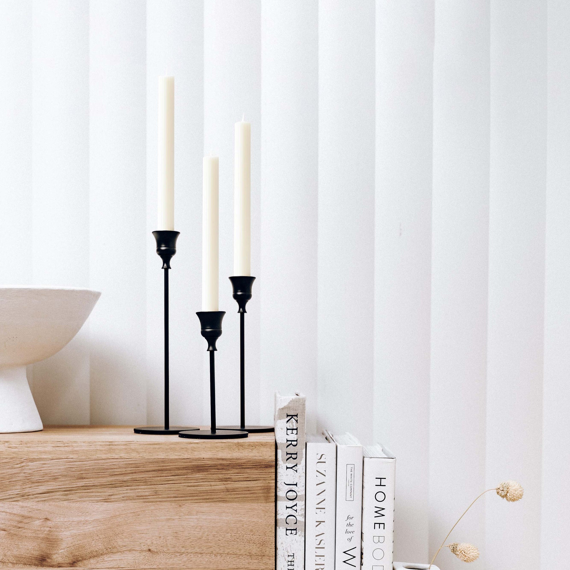 Elegant Black Metal Candlestick Set of 3 - Modern Home Decor