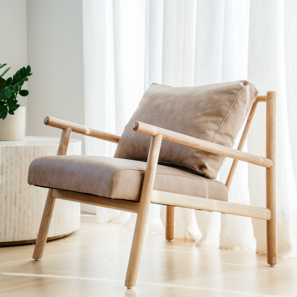 Dallas Vegan Leather Wooden Armchair