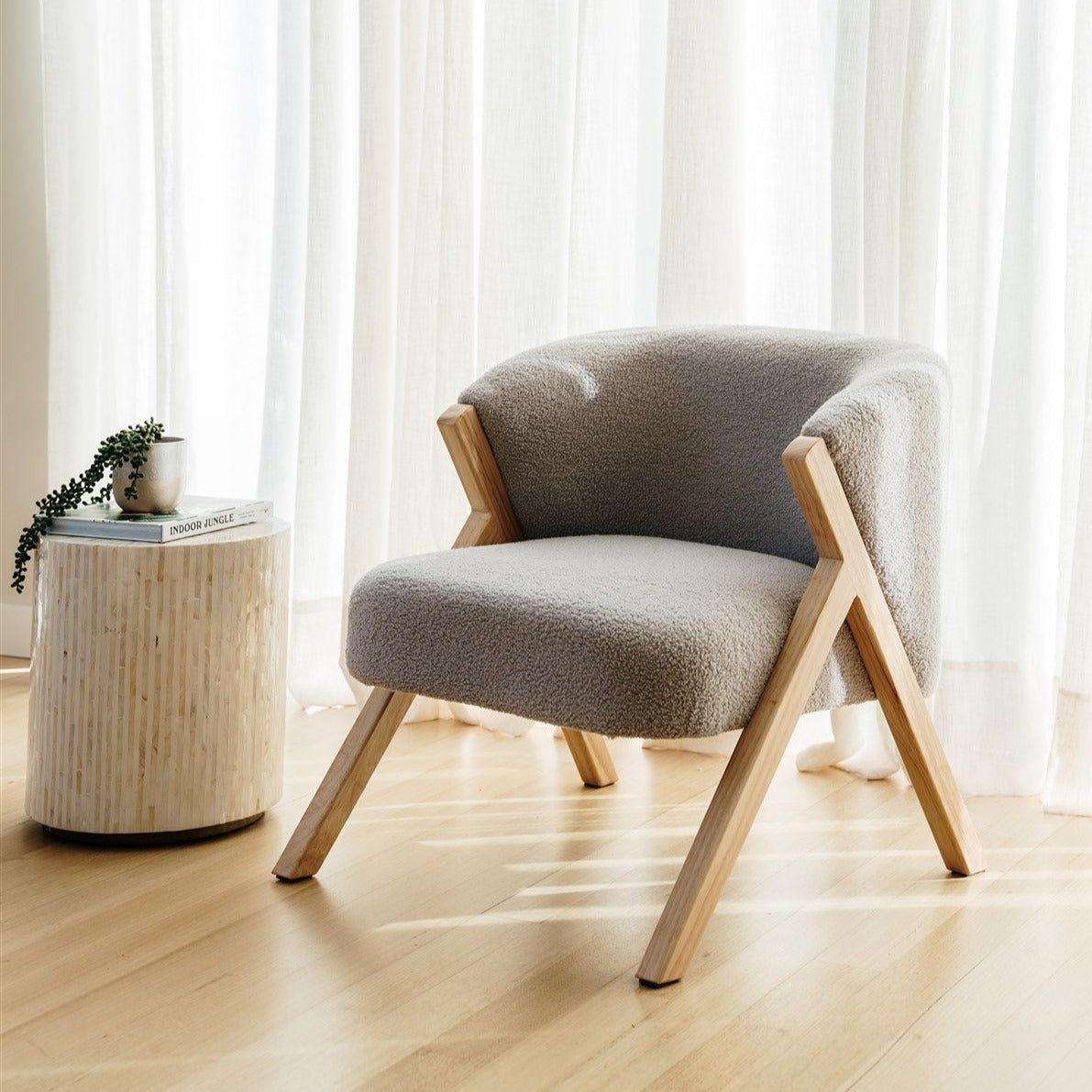 Oscar Boucle Accent Chair - Stylish Comfort in Soft Grey