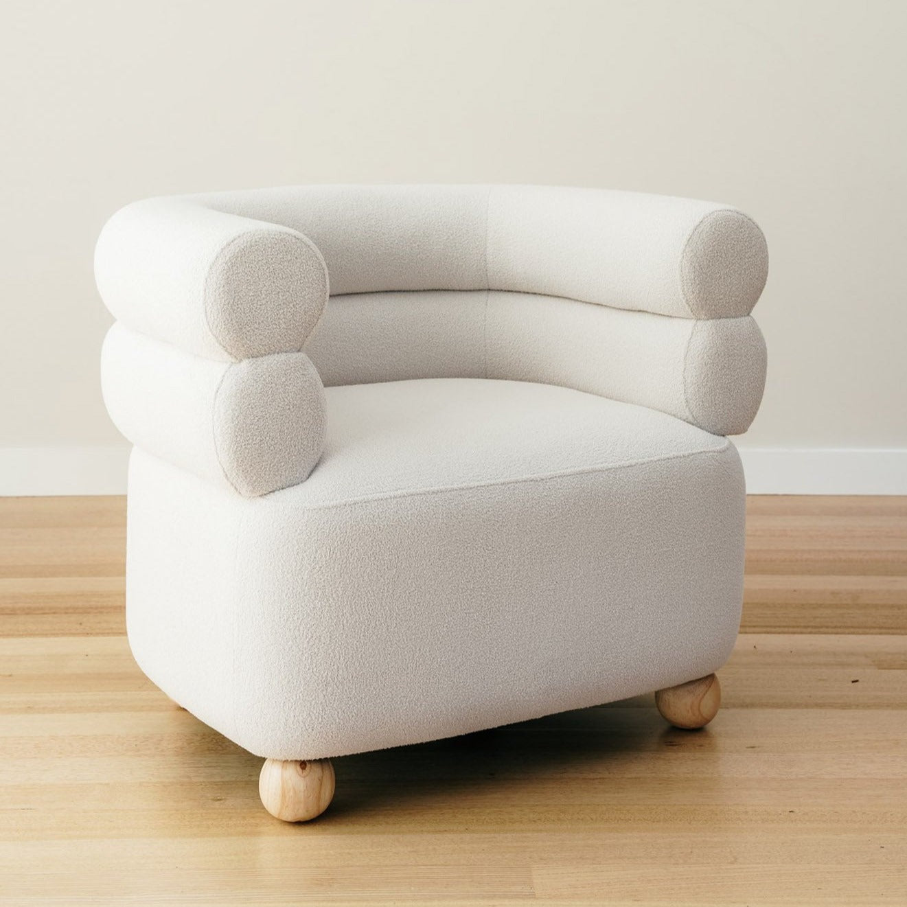 Logan Boucle Armchair - Stylish White Fabric Seating