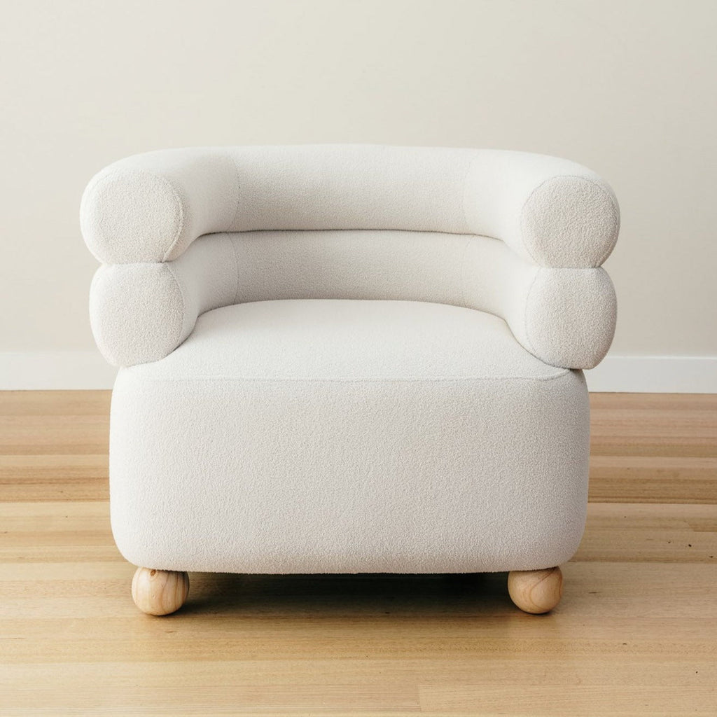 Logan Boucle Armchair - Stylish White Fabric Seating