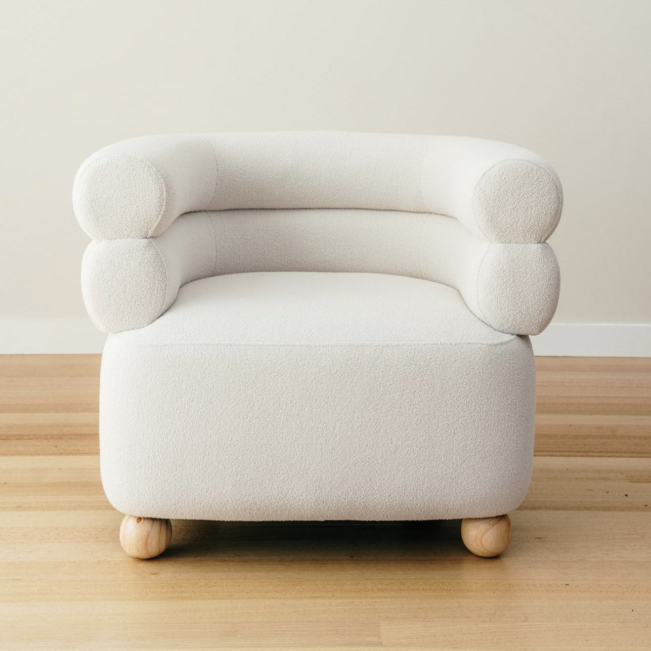 Logan Boucle Armchair - Stylish White Fabric Seating