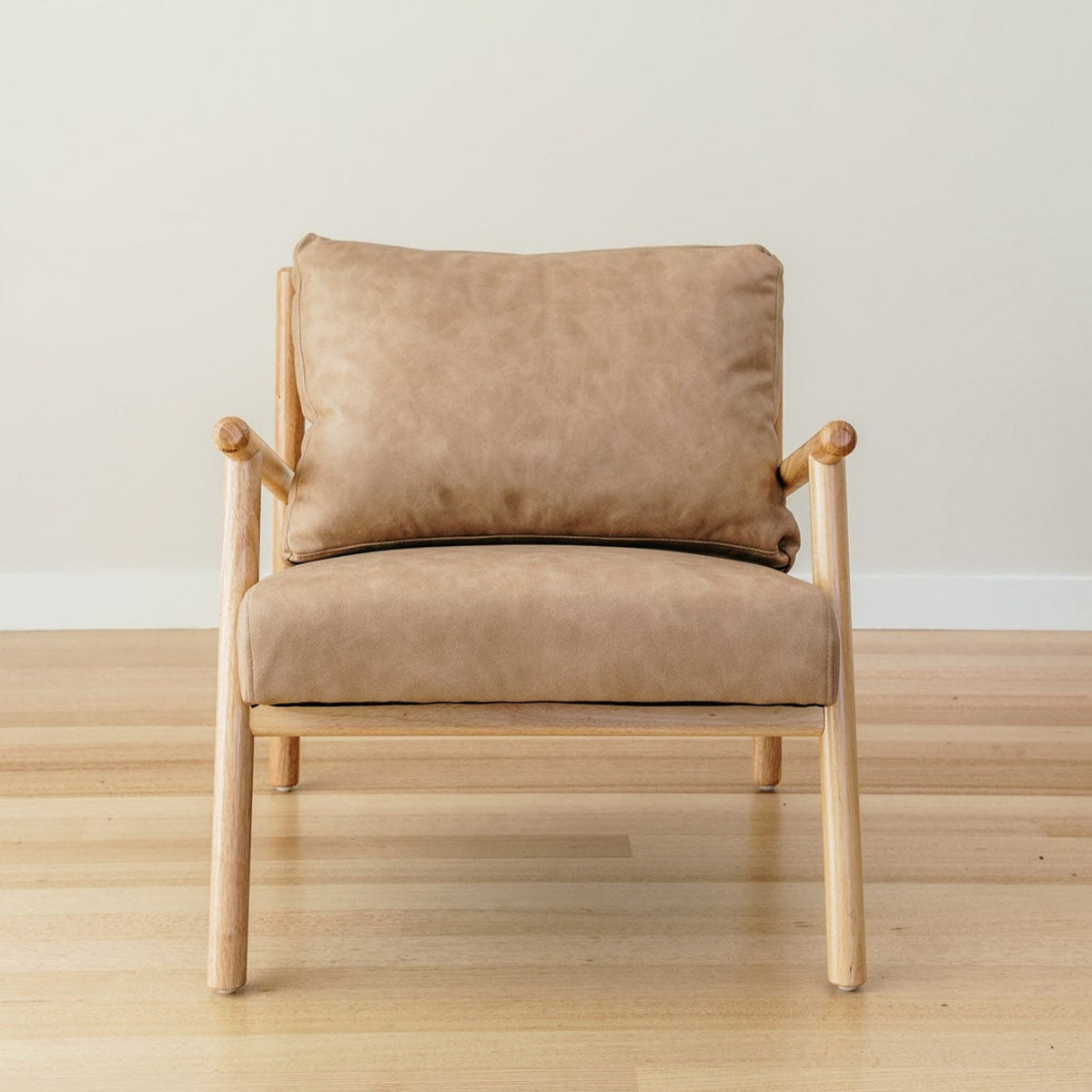 Dallas Vegan Leather Wooden Armchair