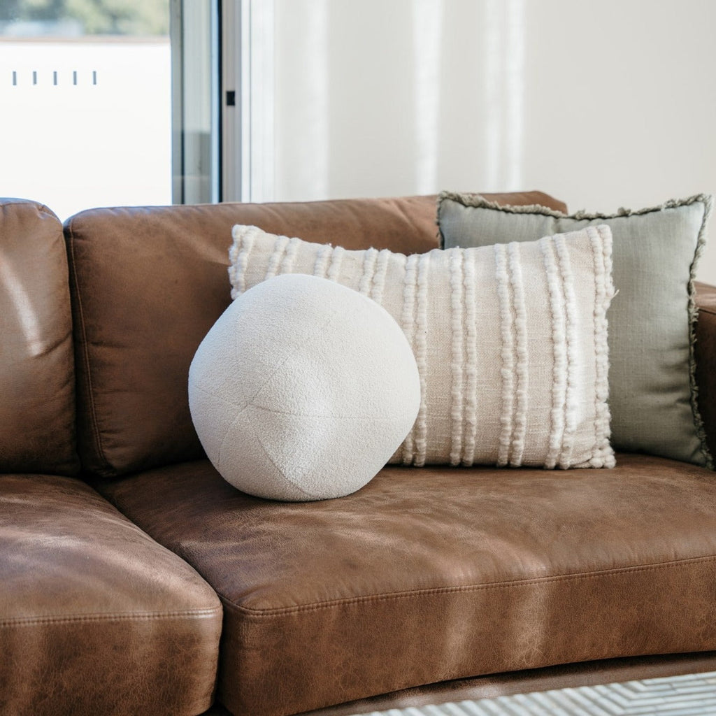 Brooklyn Boucle Ball Cushion - Stylish White Decor Accent