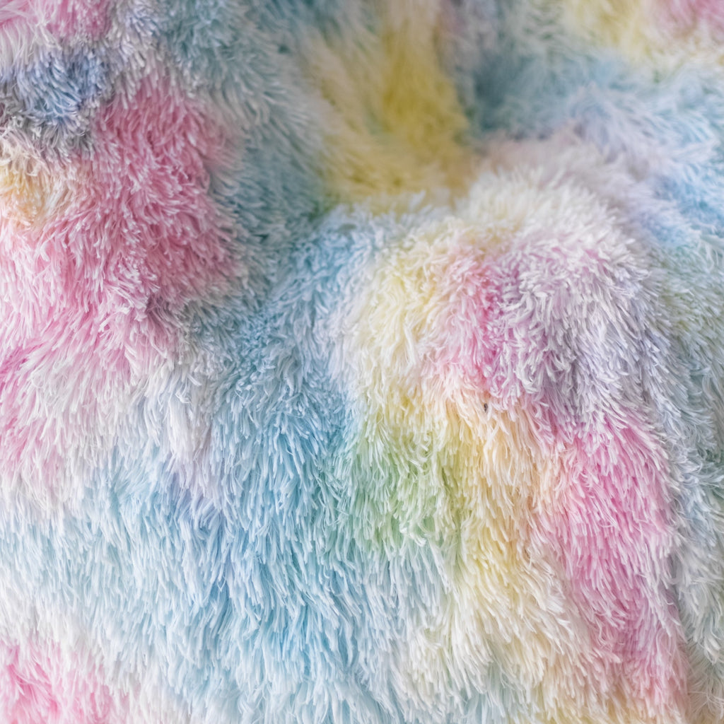 Shaggy Rainbow Unicorn Tie Dye Bean Bag - Cozy & Fun