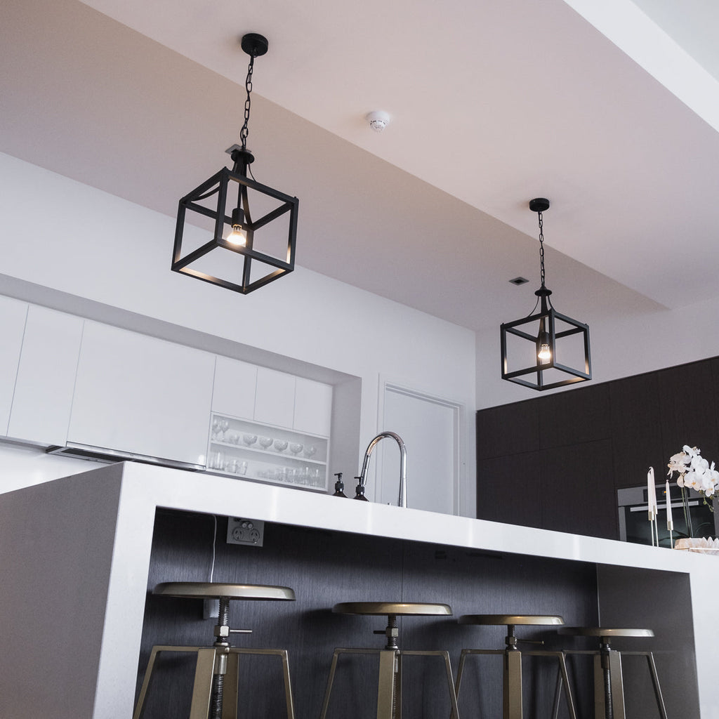 Langham Hampton Style Lantern Pendant Light - Black