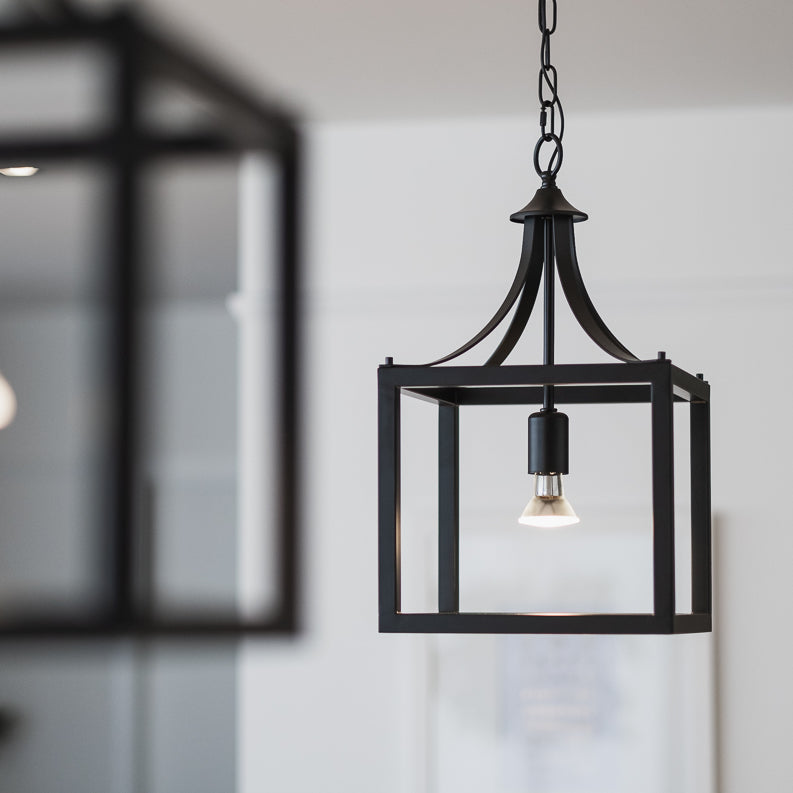 Langham Black Lantern Pendant Light - Stylish Hampton Design