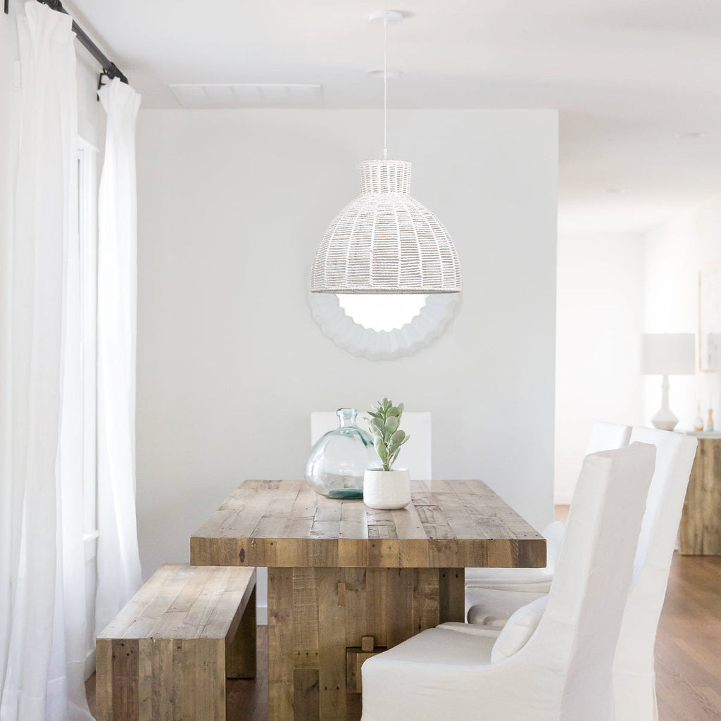 Kellie White Rope Pendant Light - Stylish Boho Home Decor