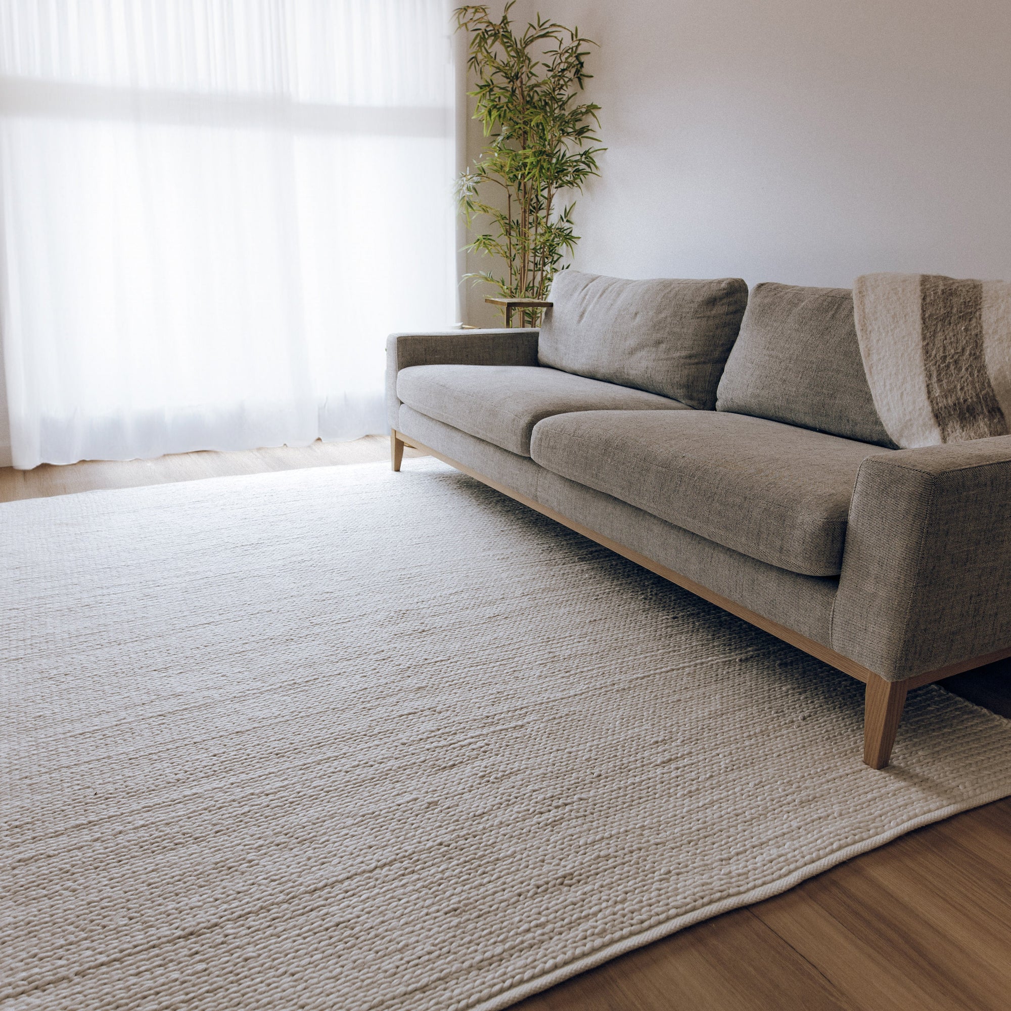 Kiara Handwoven Eco-Friendly Floor Rug in White Tones