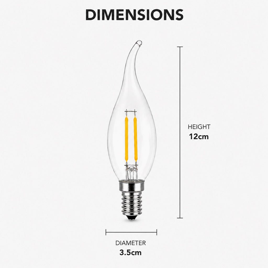 Elegant LED E14 Flame Tip Bulb - Warm White Glow for Chandeliers