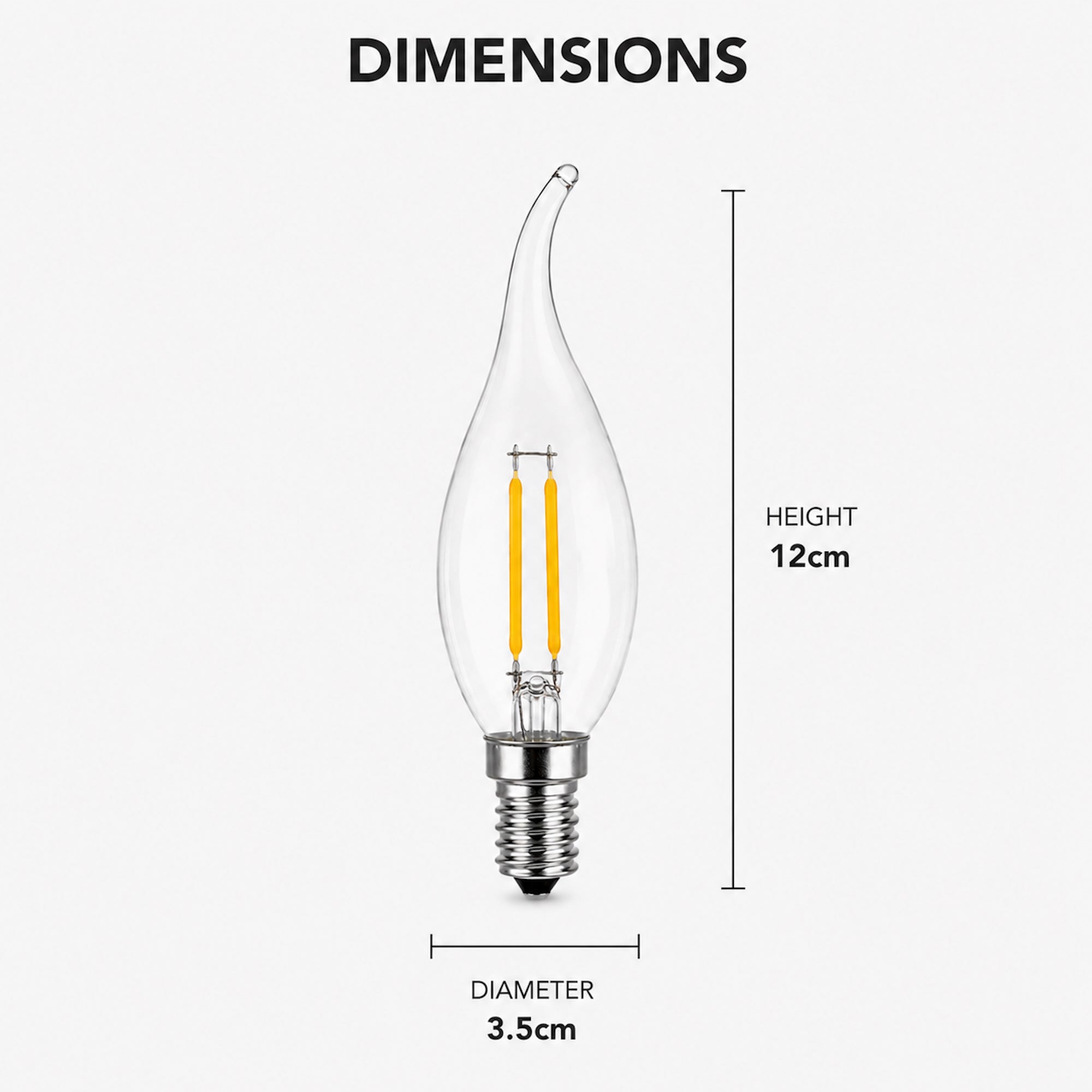 Elegant LED E14 Flame Tip Bulb - Warm White Glow for Chandeliers