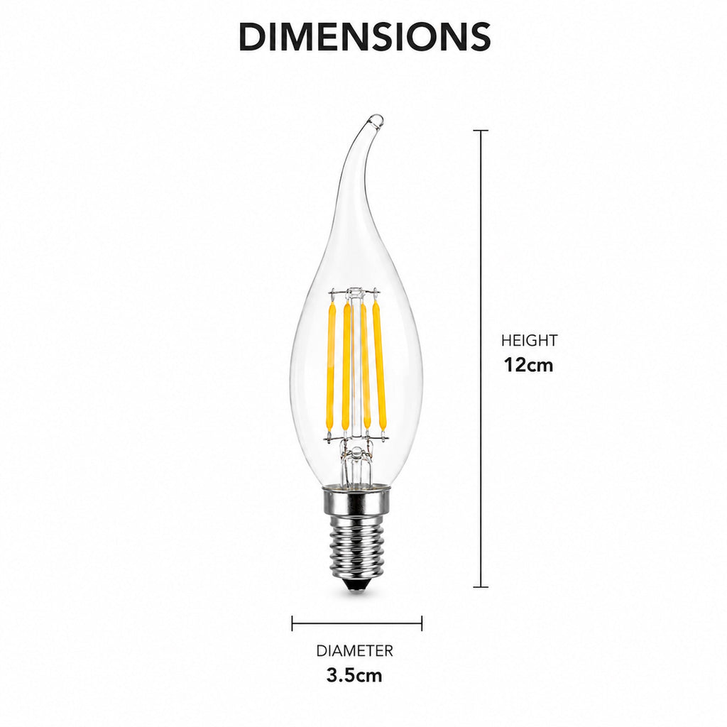 E14 LED Flame Tip Bulb - 4W Warm White Candle Globes for Chic Lighting