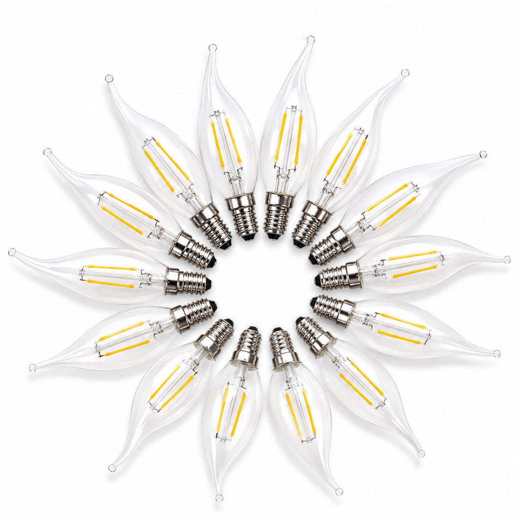 Elegant LED E14 Flame Tip Bulb - Warm White Glow for Chandeliers