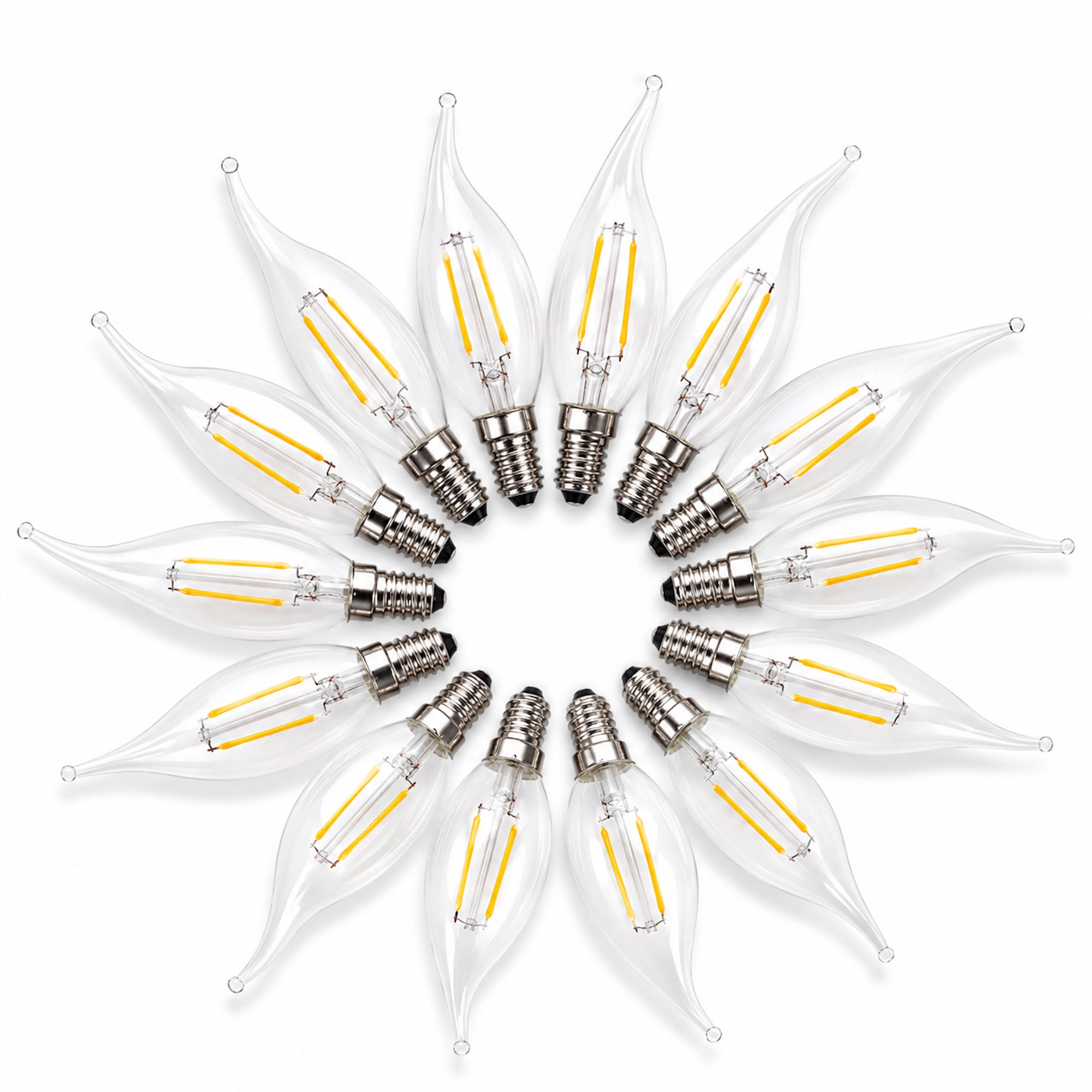 Elegant LED E14 Flame Tip Bulb - Warm White Glow for Chandeliers
