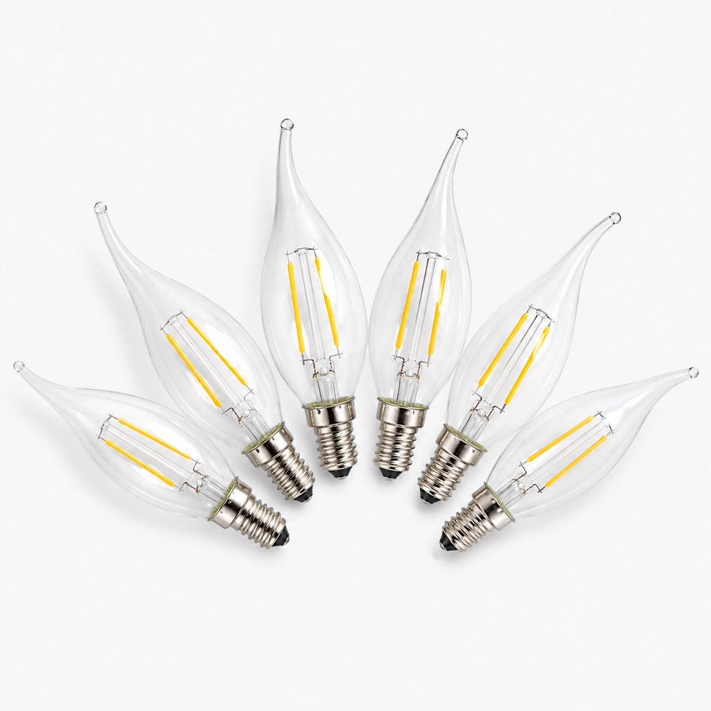 Elegant LED E14 Flame Tip Bulb - Warm White Glow for Chandeliers