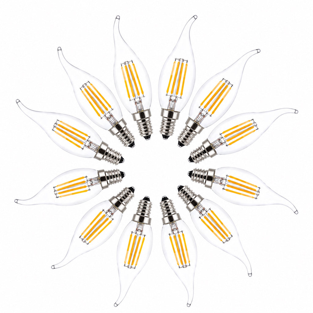 E14 LED Flame Tip Bulb - 4W Warm White Candle Globes for Chic Lighting