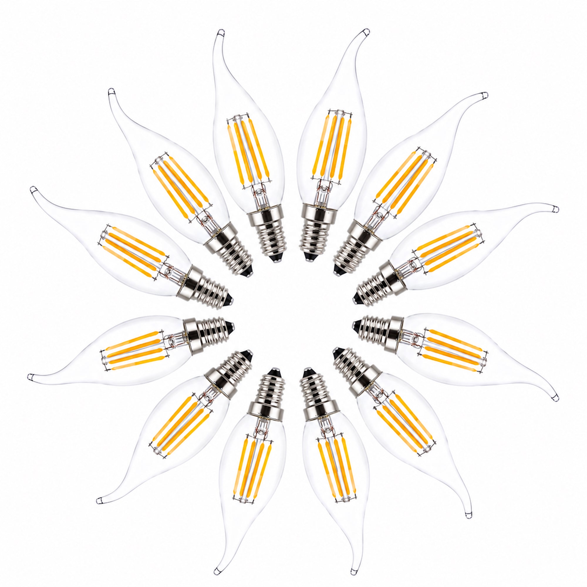 E14 LED Flame Tip Bulb - 4W Warm White Candle Globes for Chic Lighting