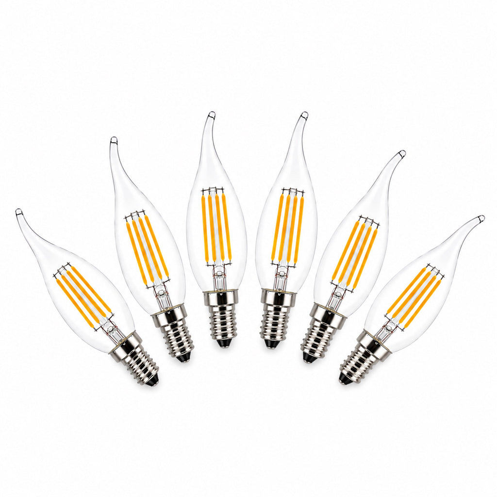 E14 LED Flame Tip Bulb - 4W Warm White Candle Globes for Chic Lighting