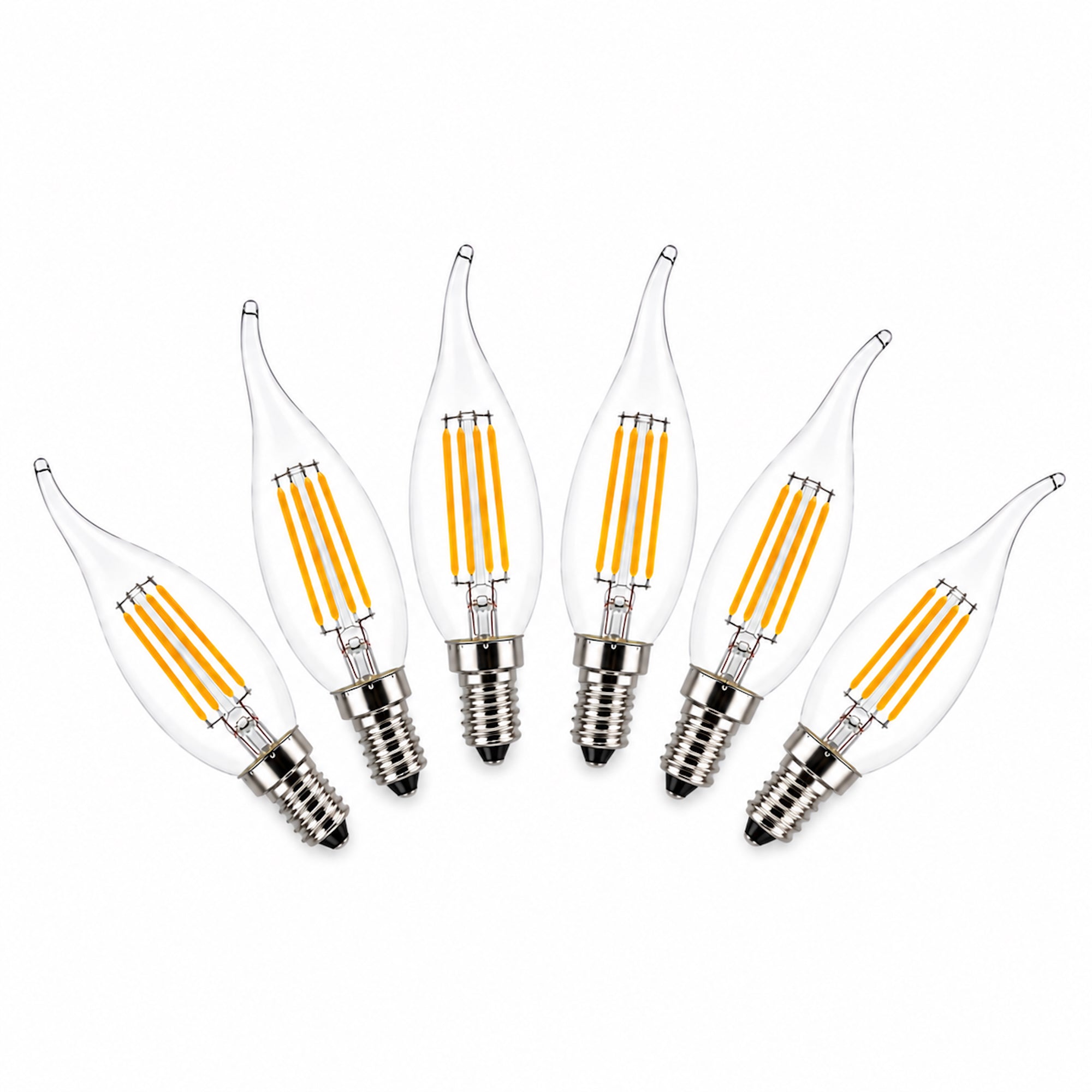 E14 LED Flame Tip Bulb - 4W Warm White Candle Globes for Chic Lighting
