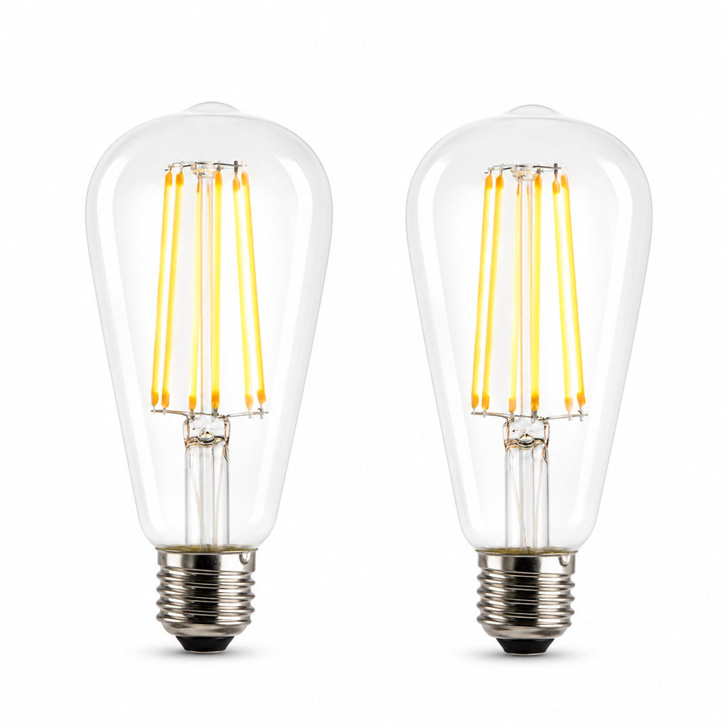 E27 LED Pear Globe Bulb 6W Warm White - Pack of 2
