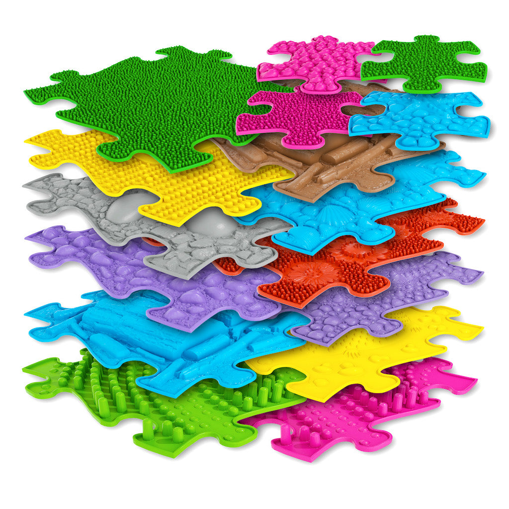 Muffik Waterproof Tactile Sensory Floor Mat Set - 16 Fun Pieces