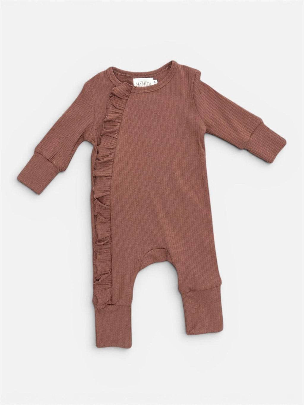 Mamīta Cozy Frills Romper for Autumn - 100% Organic Cotton