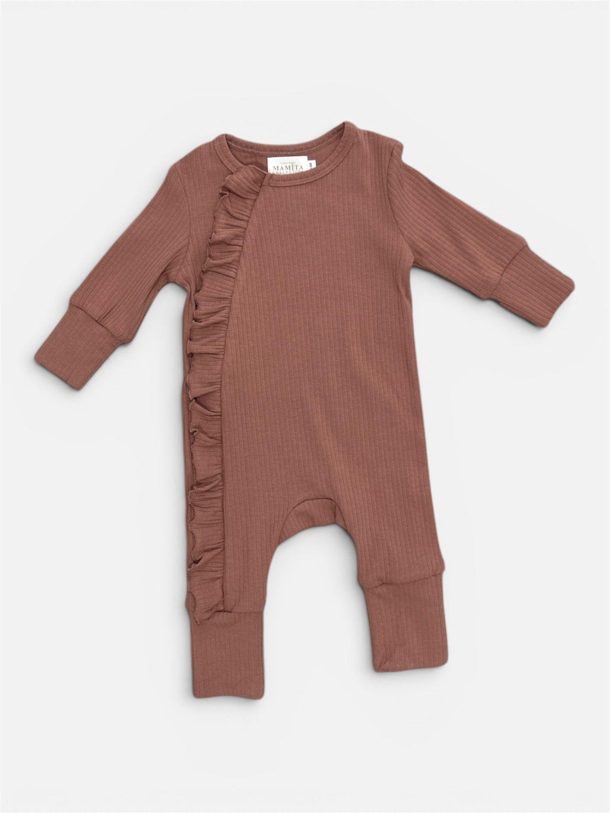 Mamīta Cozy Frills Romper for Autumn - 100% Organic Cotton