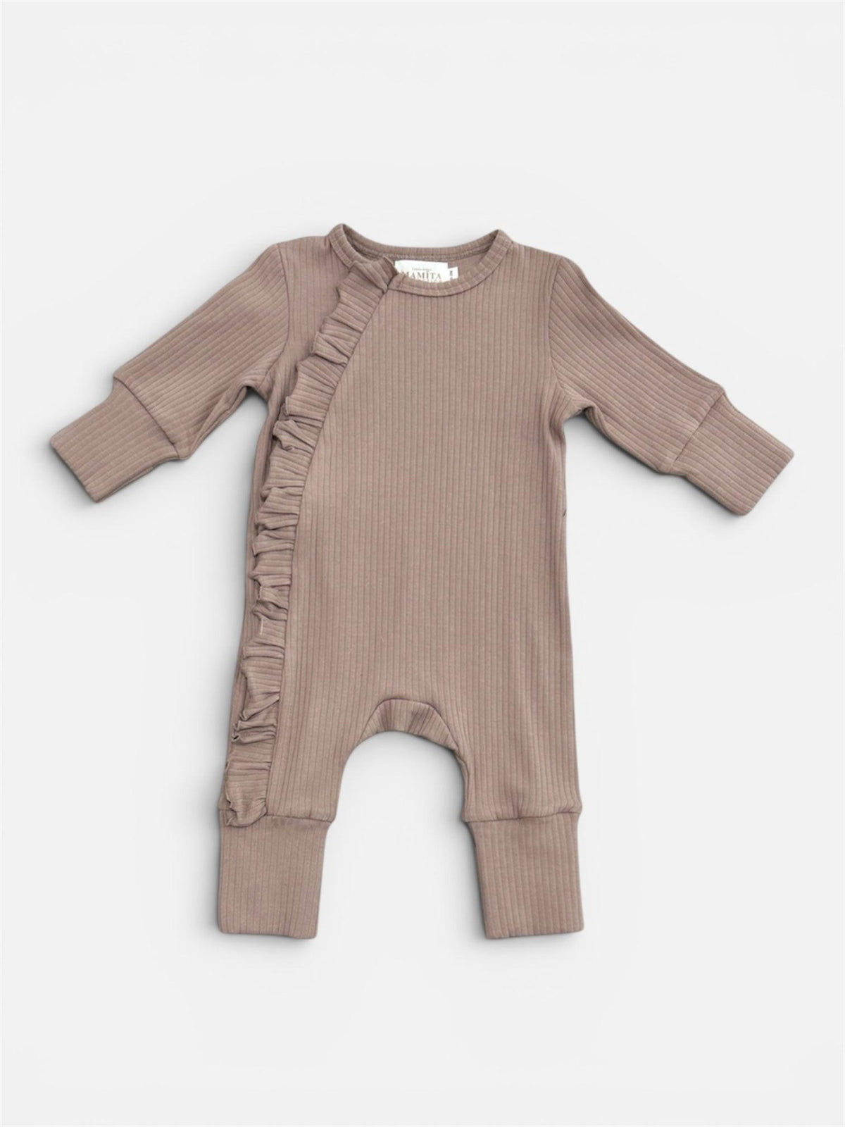 Mamīta Frills Romper in Dusty Purple - 100% Organic Cotton