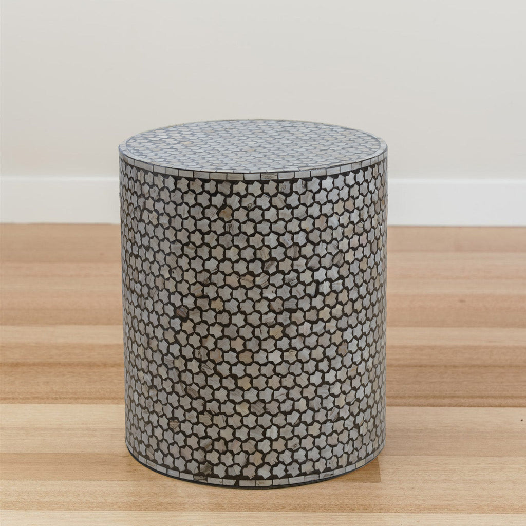 Mirelle Mother of Pearl Inlay Side Table - Elegant Black Design
