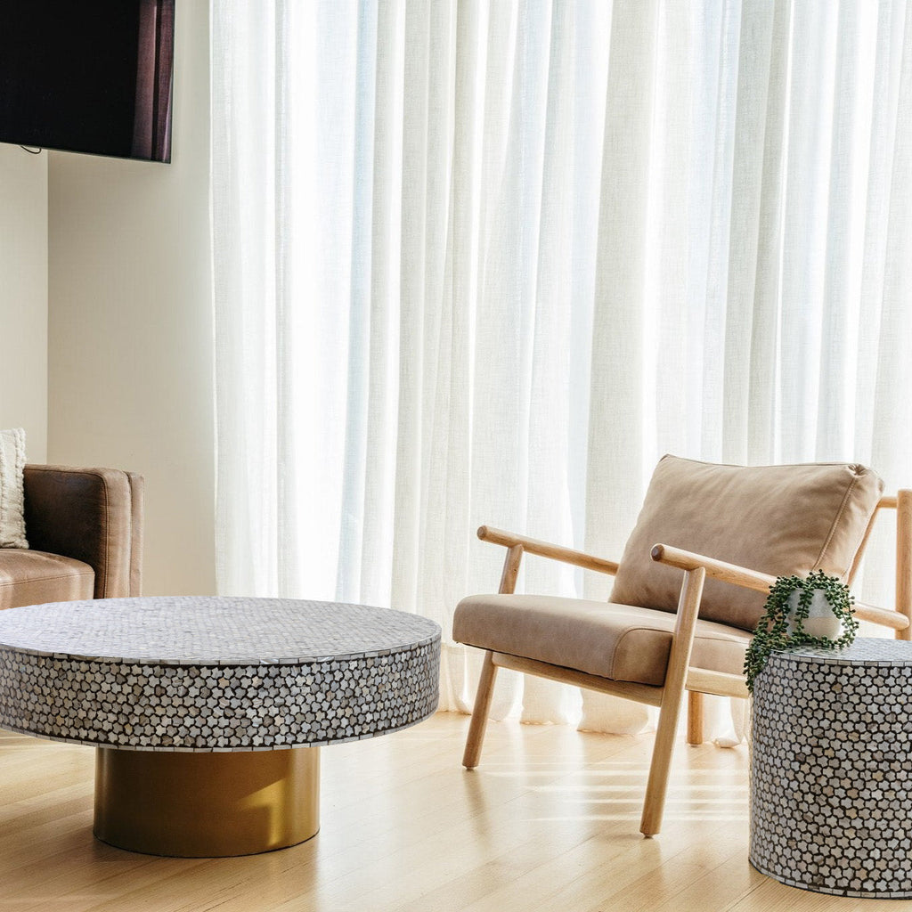 Mirelle Mother of Pearl Inlay Side Table - Elegant Black Design