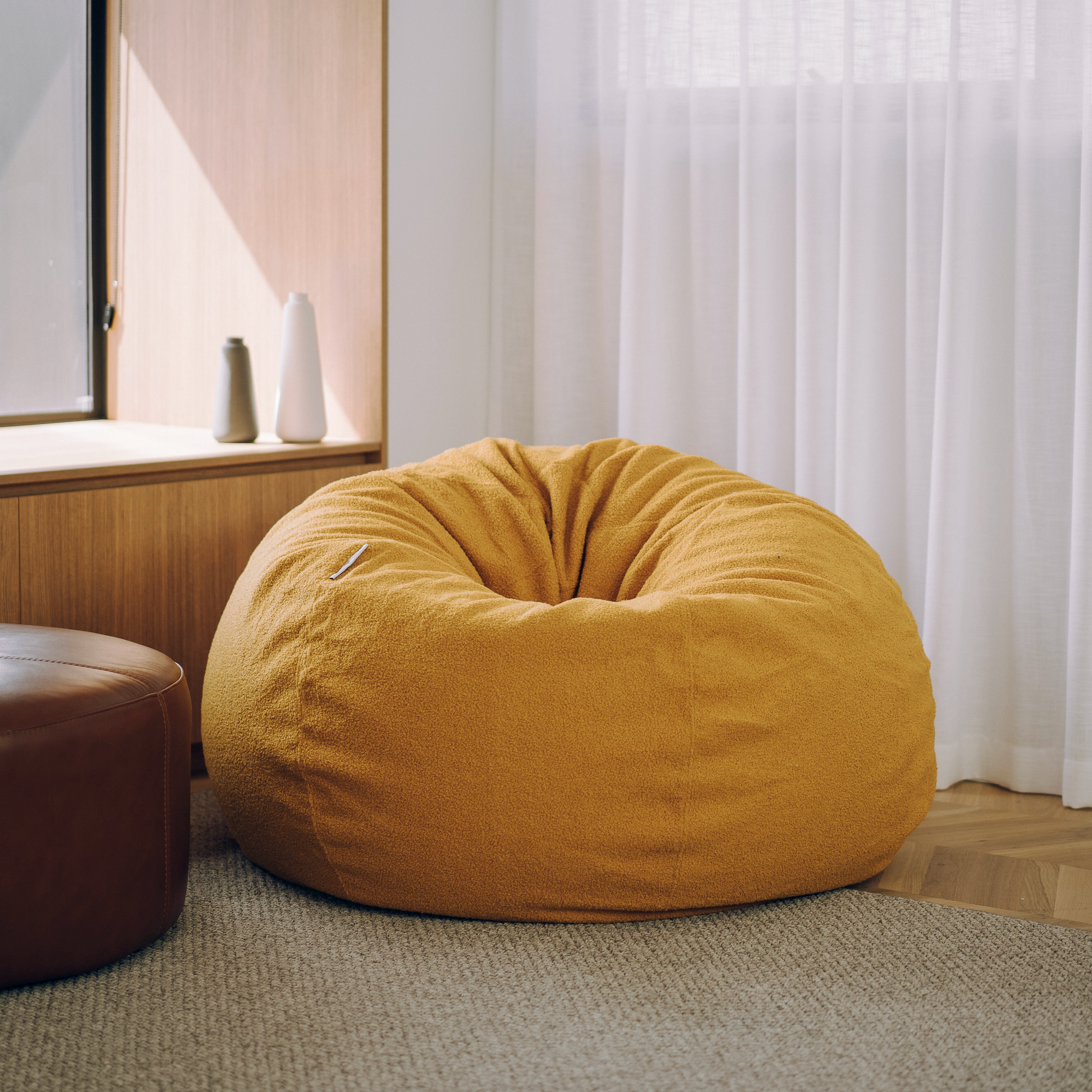 Chic Mustard Boucle Bean Bag - Stylish & Comfortable