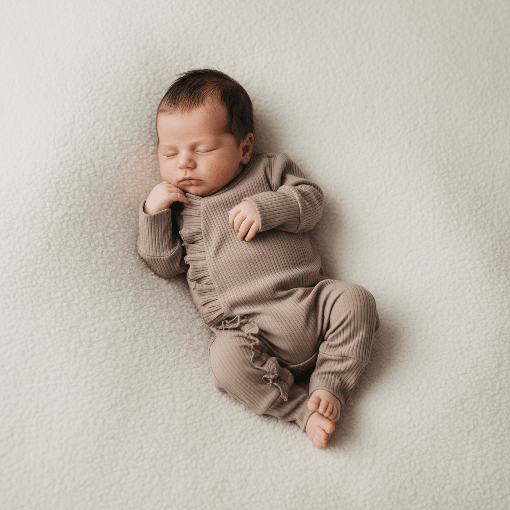 Mamīta Frills Romper in Dusty Purple - 100% Organic Cotton